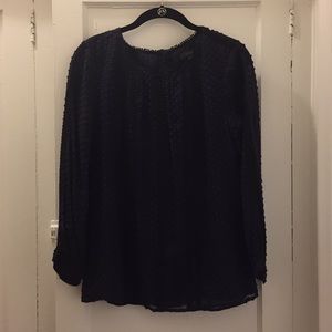JCrew Navy Swiss Dot Blouse